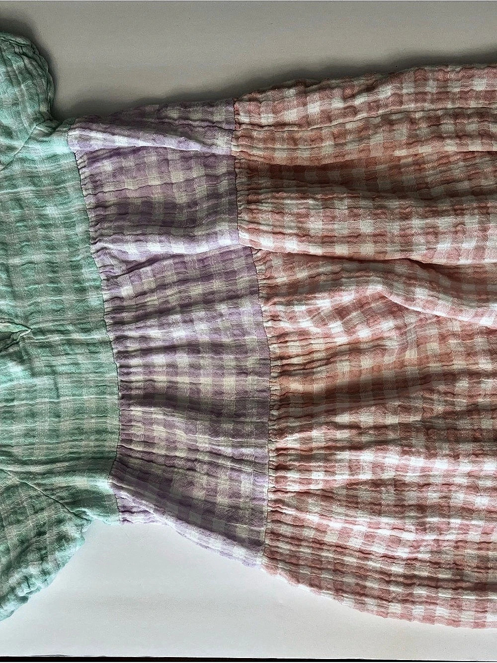 Zara Pastel Gingham Tiered Gauze Dress Girls 4-5 Years
